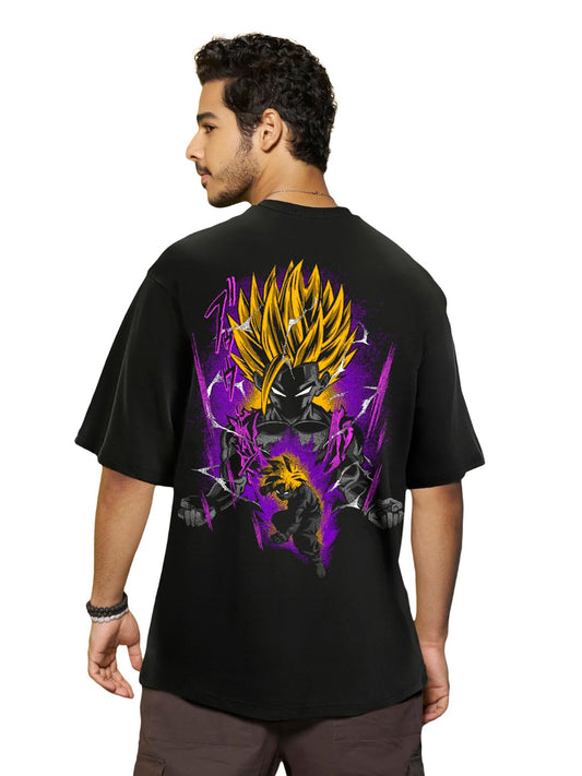 Bewakoof Mens Gohan Graphic Printed 100% Cotton T-Shirt - Oversized Fit, Round Neck, Half Sleeves