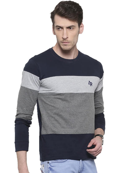 ADRO Men's Stylish Cotton Full Sleeve T-Shirt (FR3-M-4ST-NB_Navy)