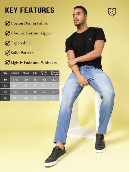 Rigo Cotton Denim Jeans for Men | Solid Jeans for Men | Stretchable, Slim FIt & Straight Fit Jeans for Men