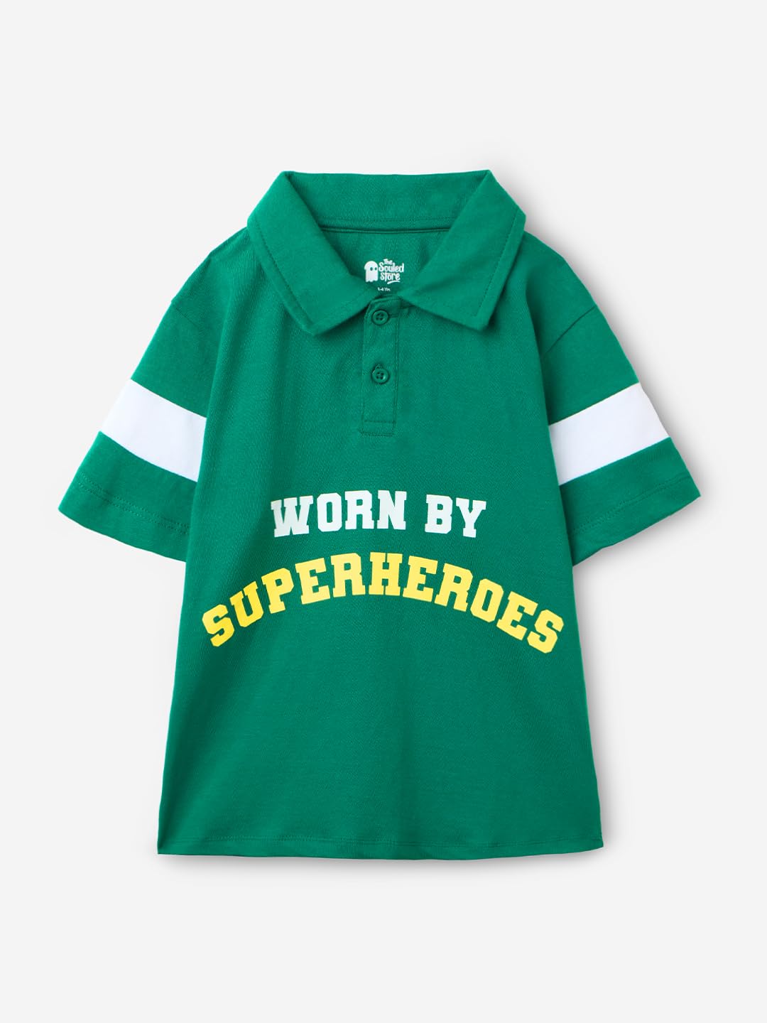 The Souled Store Superhero Boys Short Sleeves Collared Neck Green Graphic Printed Cotton Polo T-Shirts (2-8 Yrs)