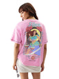 The Souled Store Zodiac: Libra Women and Girls Short Sleeve Round Neck Pink Graphic Printed Cotton Oversized T-Shirts