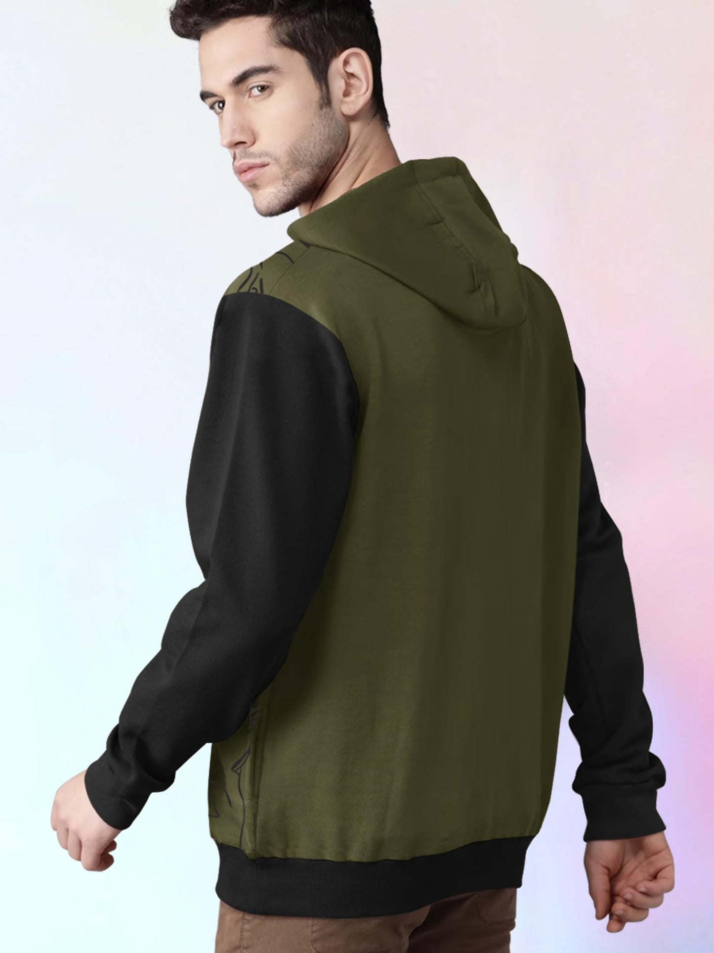 Noble Monk MenS Printed Cotton Blend Hooded Neck Sweatshirt | Full Sleeves | Casual Hoodie For Men