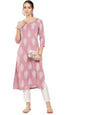 anubhutee Women's Cotton Ethnic Motifs Pink Straight Kurta