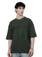 The Souled Store Olive Tree Men and Boys Short Sleeves Round Neck Green Embellished Cotton Super Oversized T-Shirts