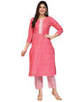 Lookmark WomenS Trendy Printed Cotton Blend Straight Kurta Pant Set||Az-Lm-P1-Ks2100-M Dark Pink