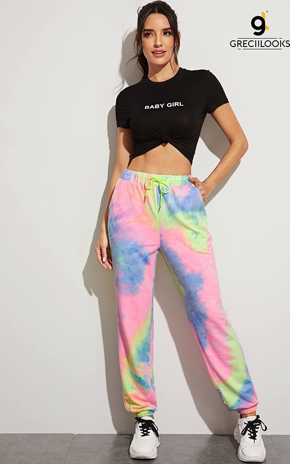 Greciilooks WomenS Tie-Dye Joggers Stretchable Pants | Slim Fit Casual Joggers For Women | Straight Relaxed Fit Trousers | Gym