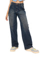 The Souled Store Denim: Vintage Blue Women and Girls Buttoned Cotton Blend Baggy Fit Jeans