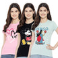 Preneum Womens Cotton Regular Fit Latest Graphic Stylish Printed Short Sleeves Casual T-Shirt || Trend & Style (Pack 3), Pink &
