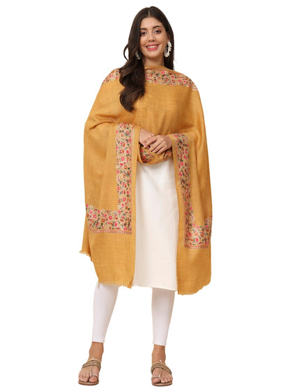 Pashmoda Women Noor Pure Wool Nalki Embroidered Stole (Size 71X203 CM)