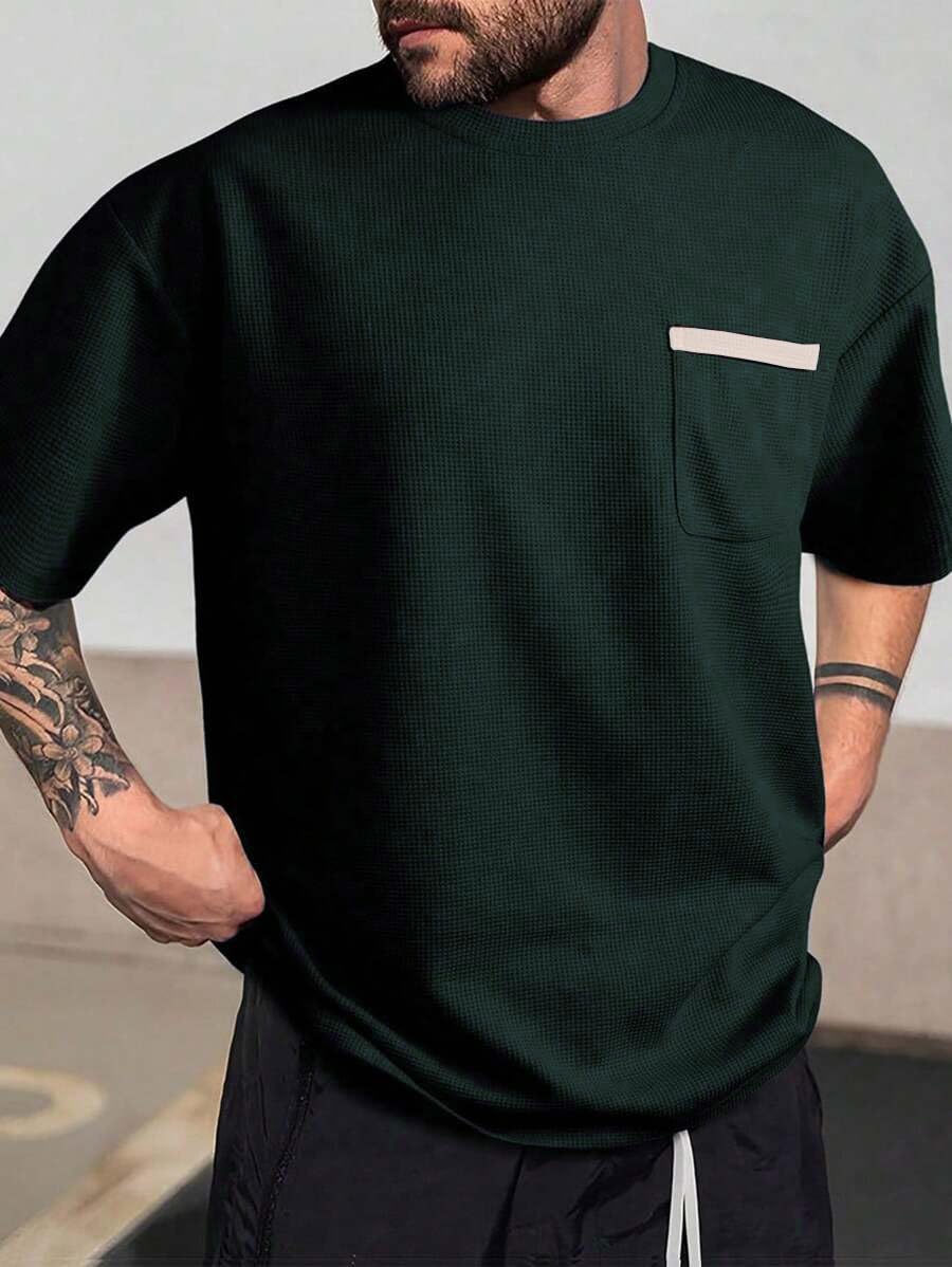 Indoprimo MenS Polyester T Shirt With Pocket Half Sleeves Round Neck Line Solid Pattern Loose Fit Classic Style And Standard Le