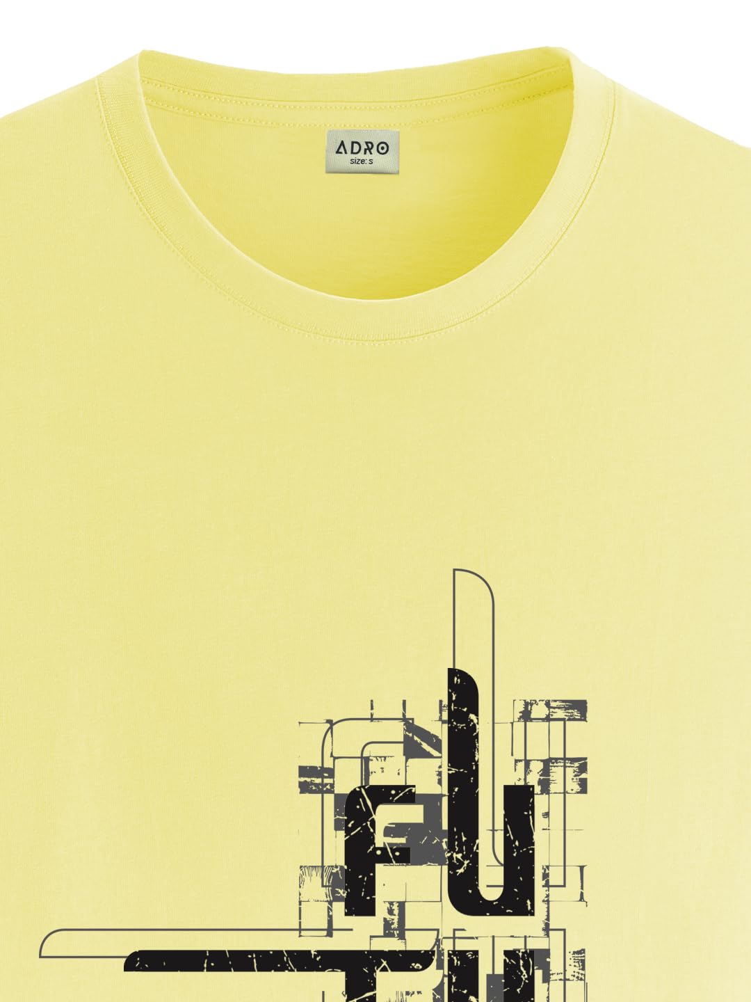 ADRO Men's Graphic Printed 100% Cotton T-Shirt - Regular Fit, Printed T-Shirts for Men (RN24-FTR-LY_Light Yellow)