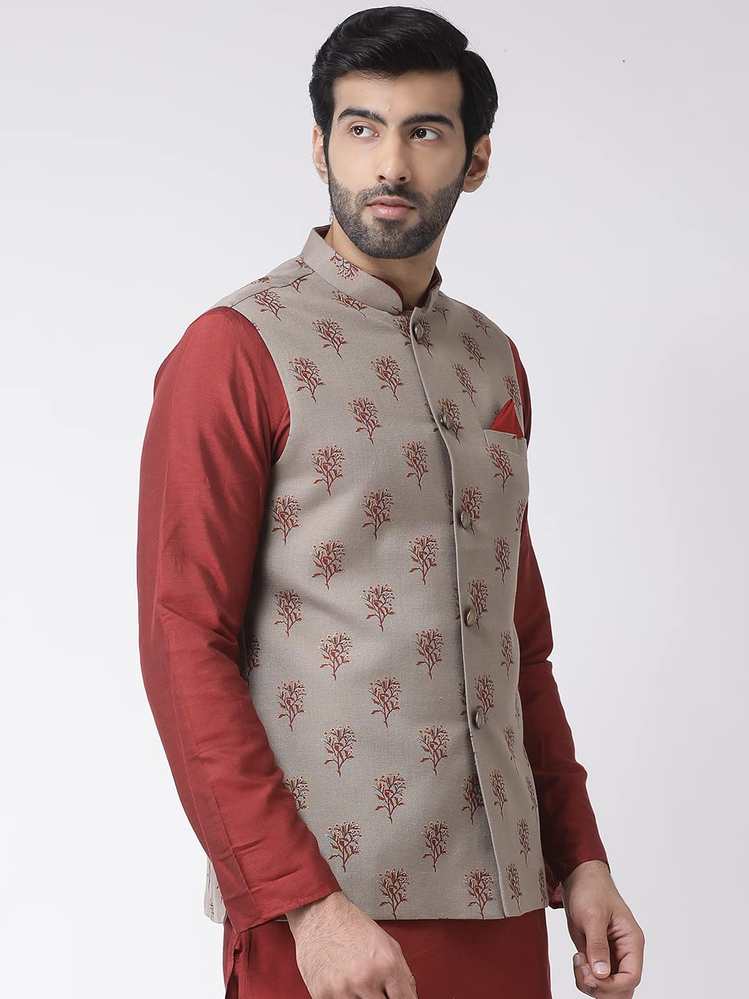 Kisah Nehru Jacket For Men  Printed Cotton Blend Modi Jacket | Ethnic & Formal Waist Coat For Weddings, Parties & Office Wear