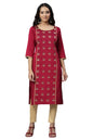 Aurelia Women Red Viscose Blend Solid Straight Kurta_22AUA13481-703703_XS