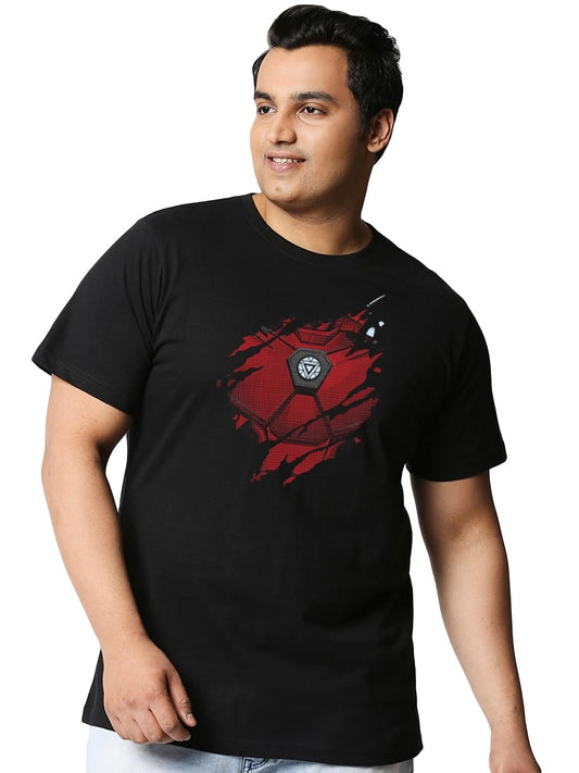 Bewakoof Official Marvel Merchanidse Mens Graphic Printed Regular Fit Half Sleeve Round Neck Cotton Plus Size T-Shirt_340234_Bl