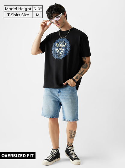 The Souled Store Official Spider-Man: Pavitr Prabhakar Men Oversized T-Shirts Black