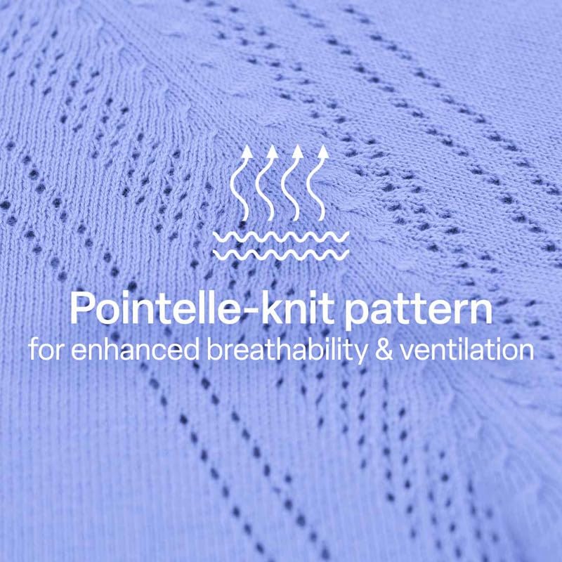 BlissClub Pointelle at-Ease CottonKnit Top | 100% Cotton top| Breathable | Ventilation Panels | Short Sleeves