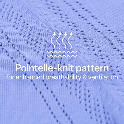 BlissClub Pointelle at-Ease CottonKnit Top | 100% Cotton top| Breathable | Ventilation Panels | Short Sleeves