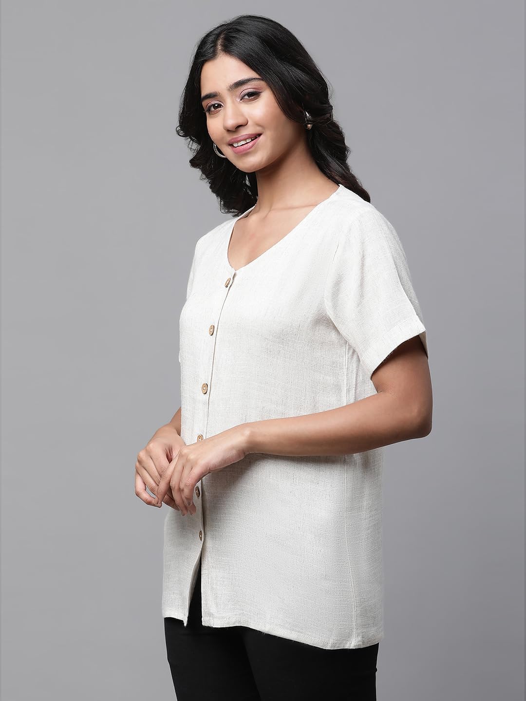 Aurelia Women's Khadi Solid Rayon Flax Kurti