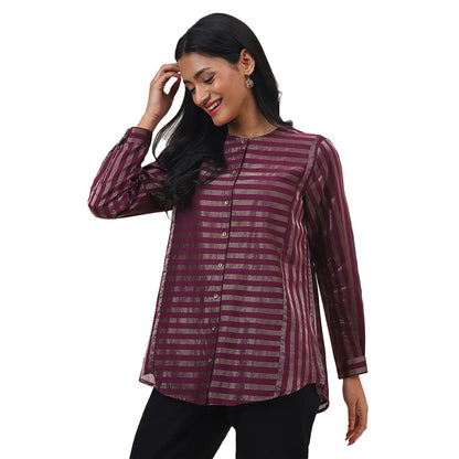 Fabindia WomenS Regular Tunic Shirt (102567402_Wine
