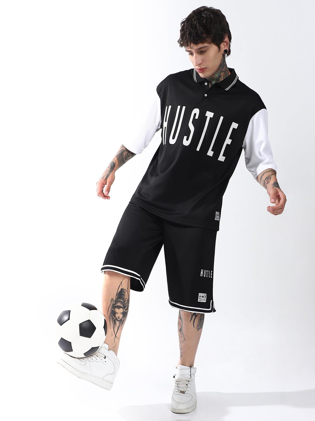 Hubberholme Men Printed Longline Oversized Mid-Rise Spread Collar Half Sleeve Co-Ord