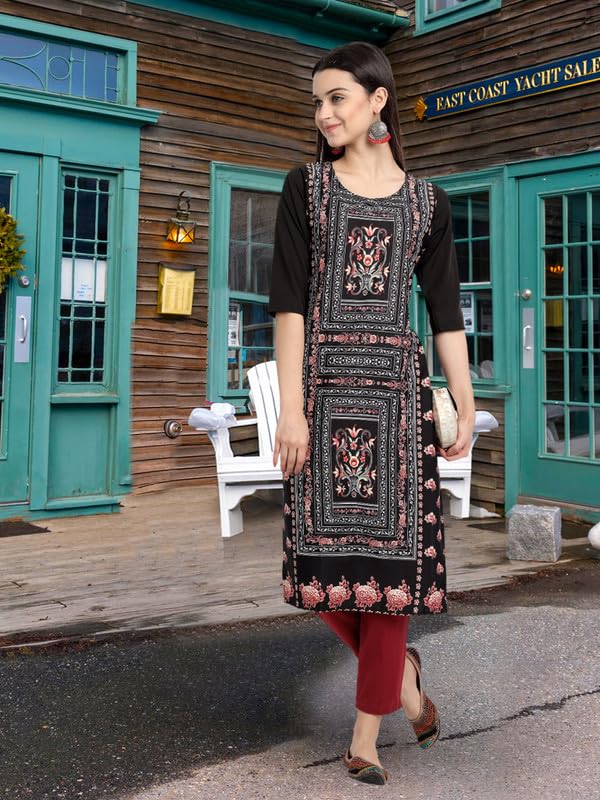 Pinkmint WomenS Printed Kurti For WomenS Round Neck Straight Kurti For Women (Pack Of 5)