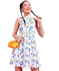 Popwings Women Casual White Eye Printed Halter Neck Skater Dress Dress | Stylish Dress | Trendy Dress