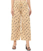 Aarika Girls Casual Beige Colour Leaf Print Nylon Palazzo-(12-13 Years-14-15 Years)-(New_PL-KG-10-BEIGE-40)