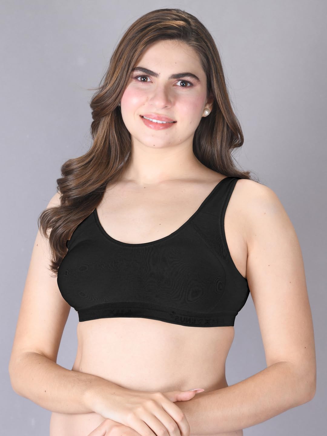 Lux Venus Wire Free Slip On Moulded Full Coverage Sports Bra Black