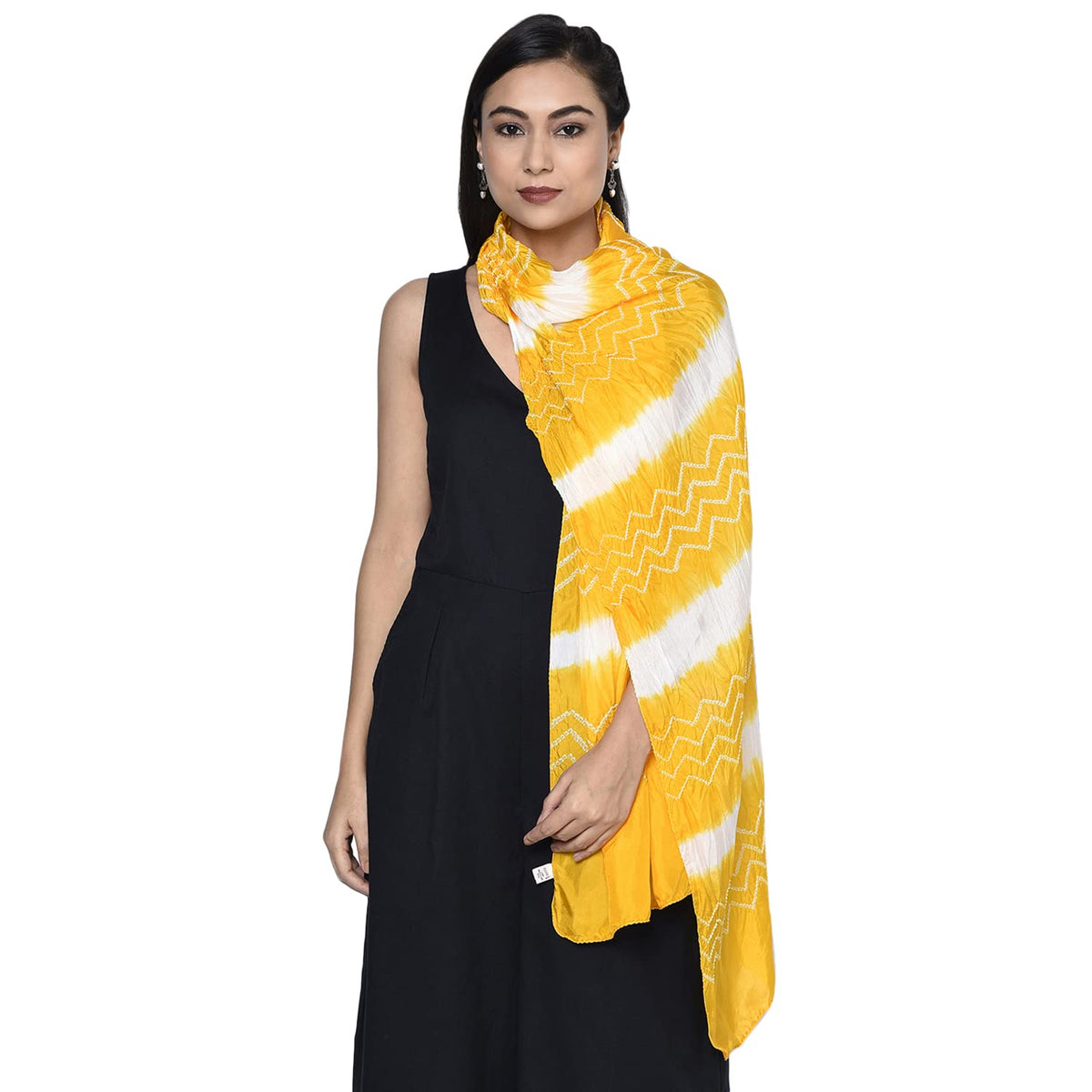 Fabindia Women Mulberry Tie And Dye Bandhini Stole Silk_Freesize