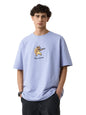 The Souled Store Oversized T-Shirt: Peace is Overrated Men and Boys Short Sleeves Round Neck Blue Embroidered Cotton Oversized T
