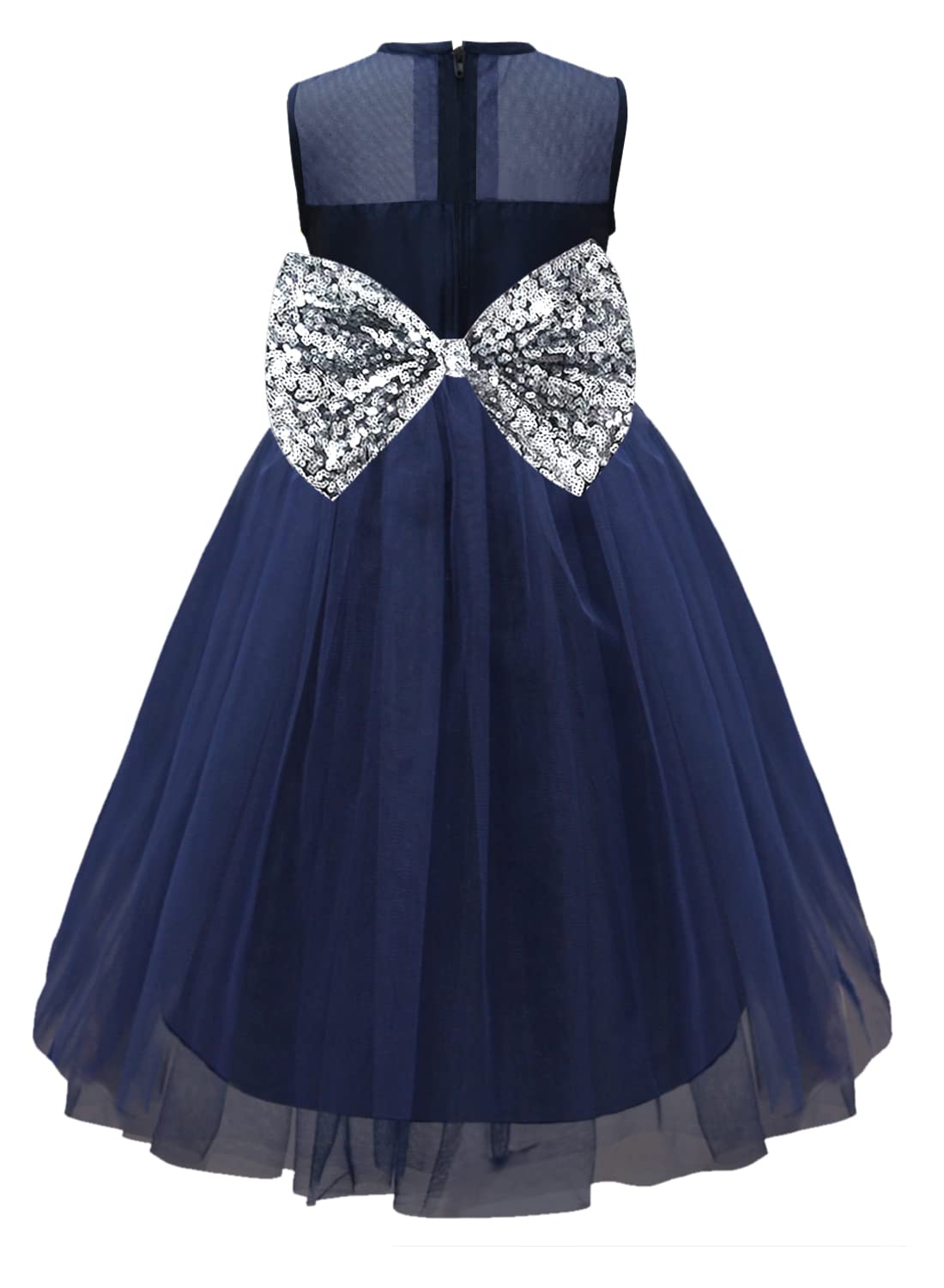 A.T.U.N. Girls Sequins Tulle Party Gown Navy-Silver