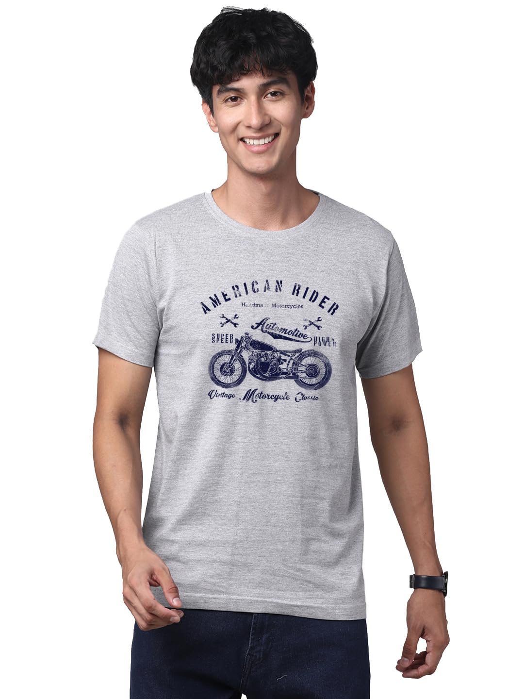 ADRO Men's Regular Fit T-Shirt (RNR-M-AME-GR)