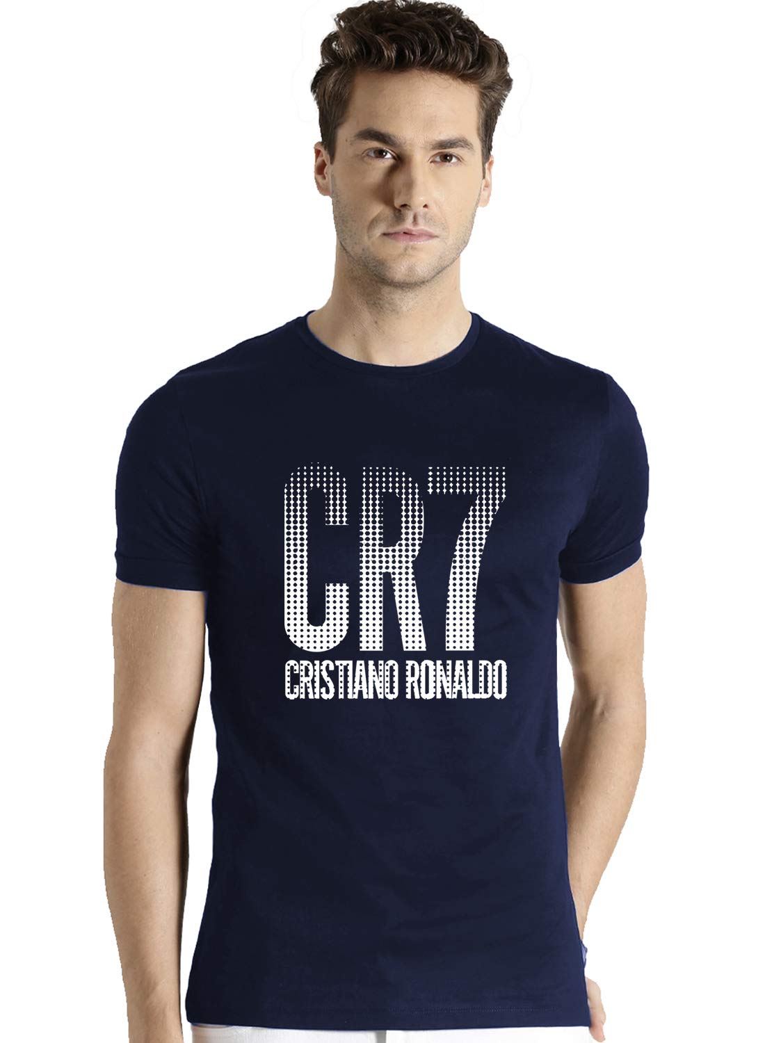 ADRO Design Printed Navy Blue T-Shirt for Men & Women (RNR-M-CR07-NB_Navy)