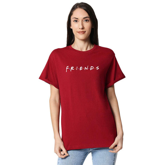 Bewakoof Womens Cotton Printed Friends Logo Boyfriend (FRL) Half Sleeve | Round Neck | T-Shirt/Tee