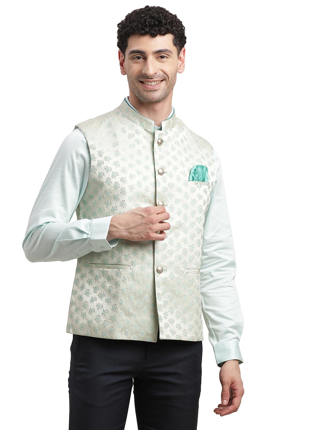 Turtle Men Polyester Grey Nehru Jacket
