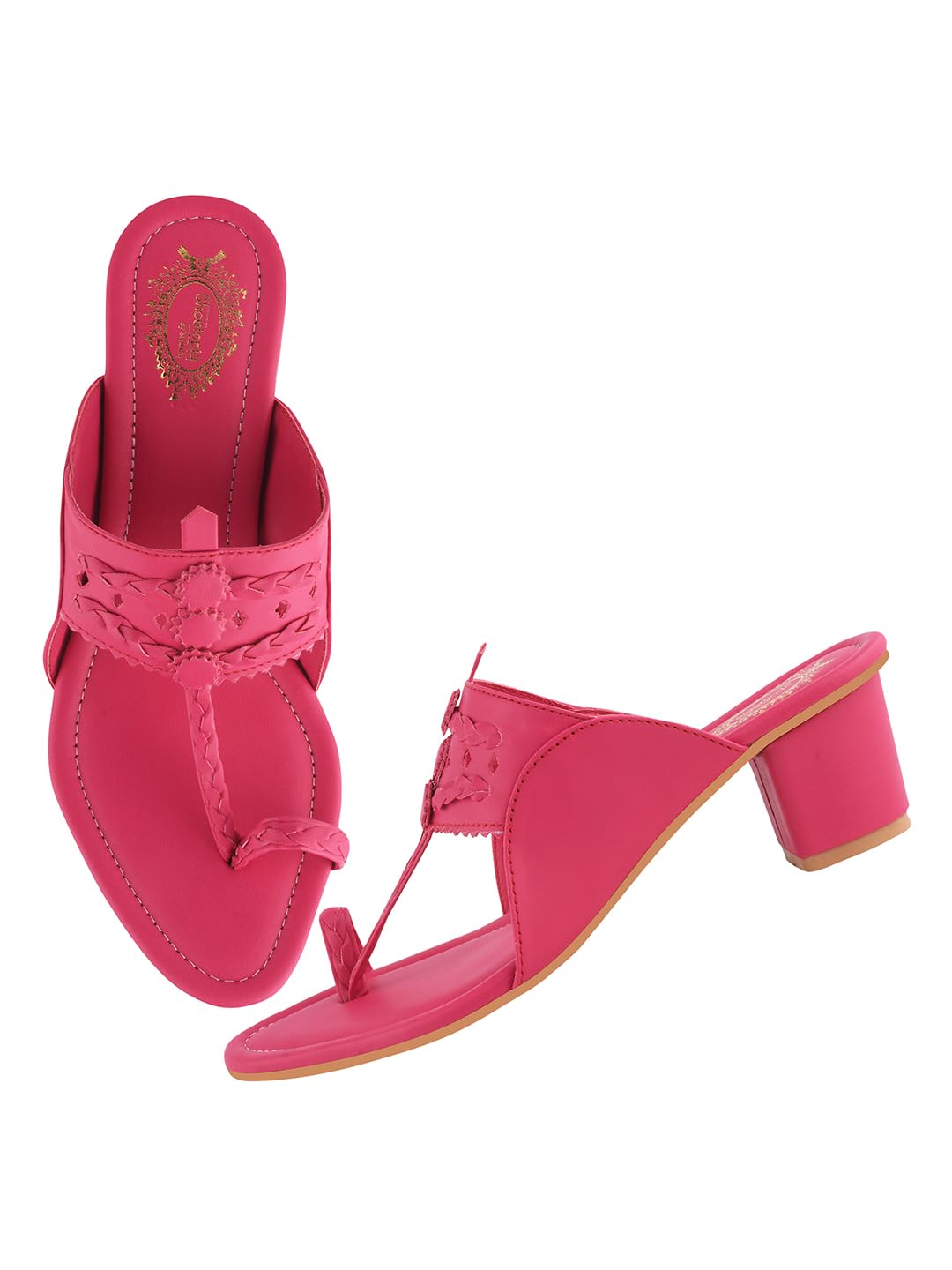 Shoetopia Classic Heeled Pink Kolhapuri For Women /Eu41