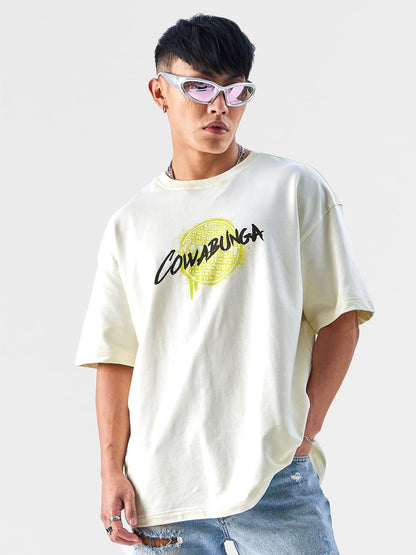 The Souled Store Official TMNT: Cowabunga Oversized T-Shirts for Men White