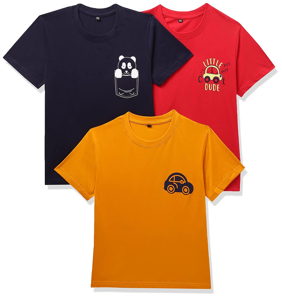 T2F Boys Cotton Solid Regular Fit T-Shirt (Pack of 3)