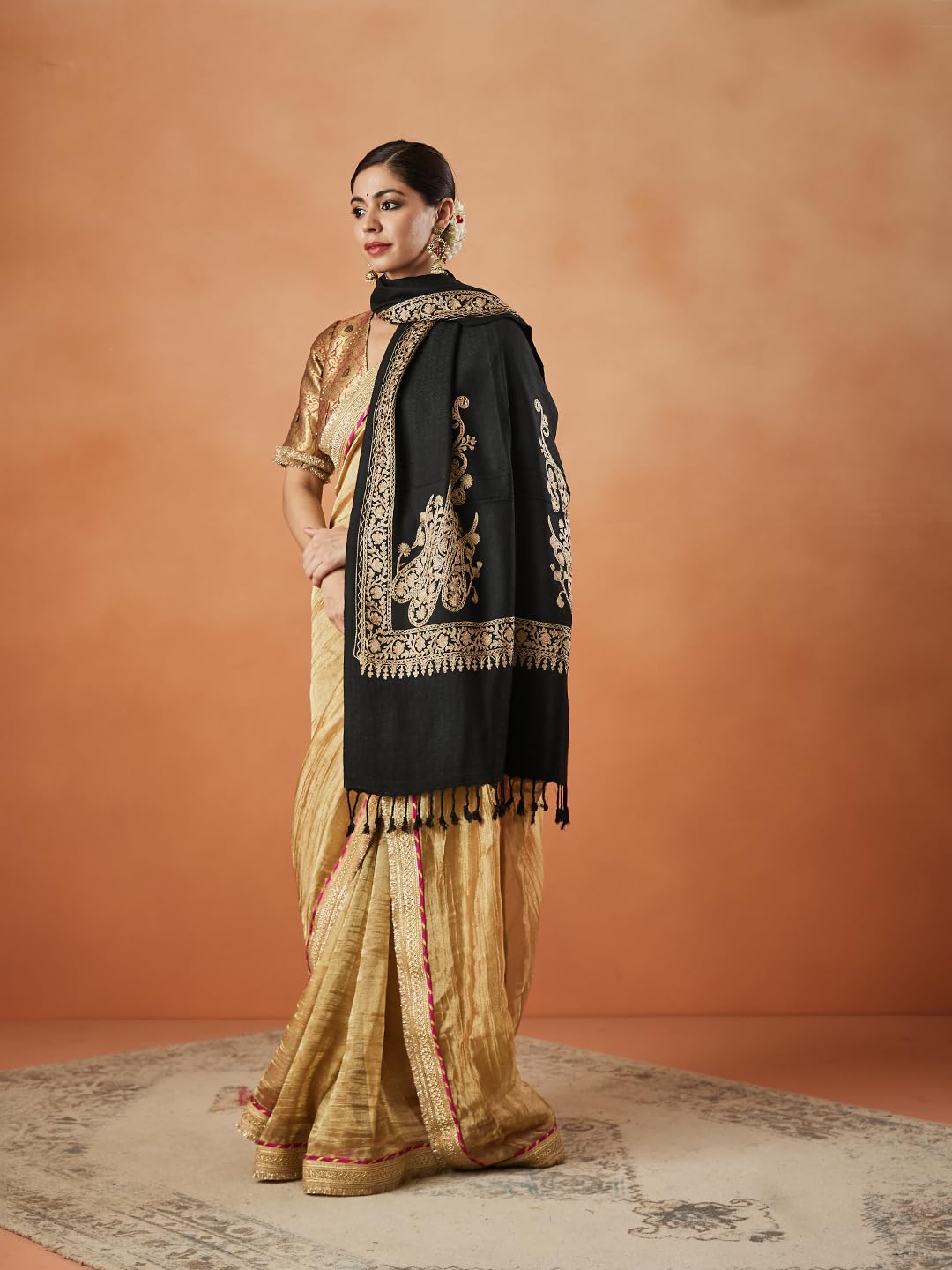 Pashmoda Women Nargis Kashmiri Aari Embroidery Stole (Size: 71X203 CM)