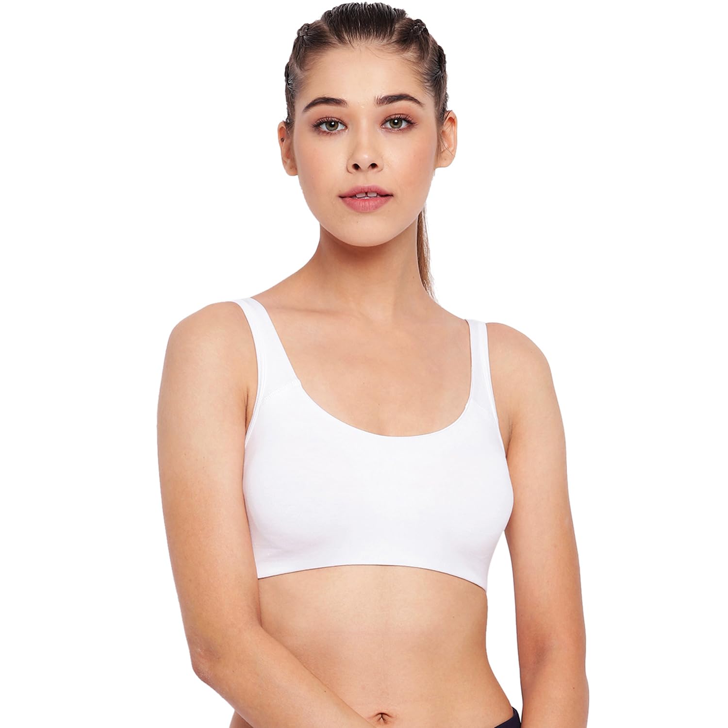 Enamor SB06 Low Impact Bra - Non-Padded, Wirefree & High Coverage White