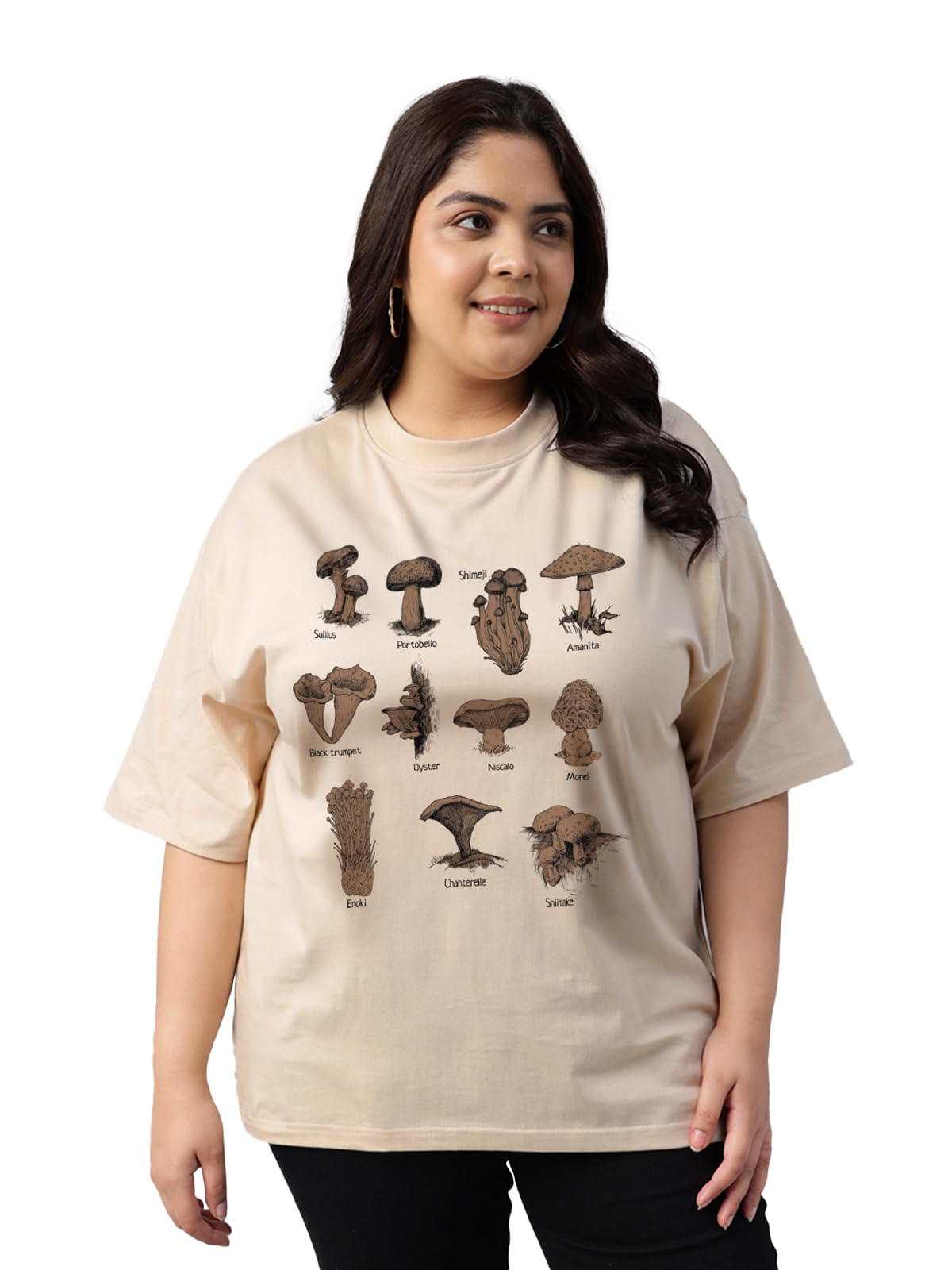 Juneberry 100% Pure Cotton Oversized Fit Latest & Trendy All Over Prints Half Sleeve Plus Size T-Shirt For Women & Girls (Ps_Jbm
