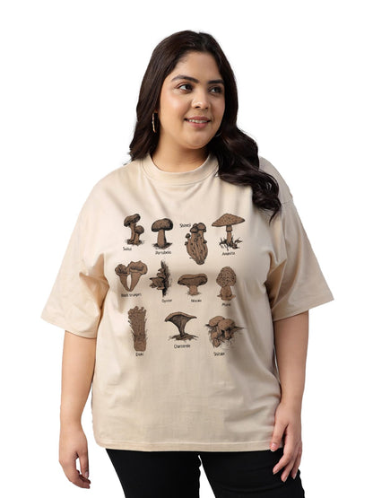 Juneberry 100% Pure Cotton Oversized Fit Latest & Trendy All Over Prints Half Sleeve Plus Size T-Shirt For Women & Girls (Ps_Jbm