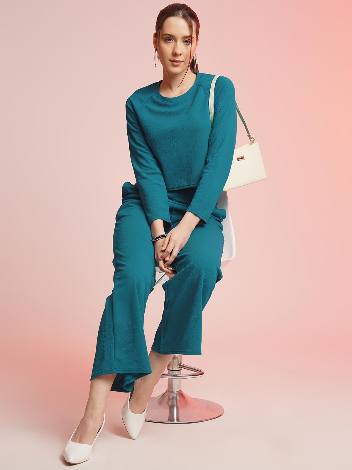 Selvia Womens Co-ords Set|Lycra Crop Top & Trouser Set|Casual Co-ords Set for Women|Two Piece Co-ord Set|Crop Top & Bottom Set(