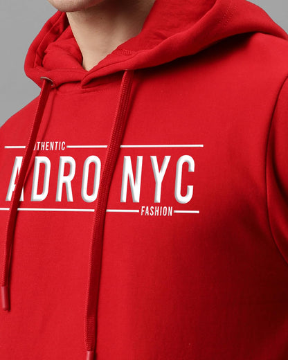 ADRO Mens Cotton Neck Hooded Sweatshirt (H24-ADRO-RD_Red