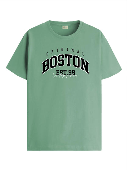 ADRO Mens Printed T Shirt - Premium Cotton Graphic Printed Tshirt - Pista T-Shirt - RN24-BOST-PT