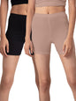 Nykd (Nyp083 Po2 Cotton Stretchable Cycling Shorts For Women | High Waist Shorties With Full Coverage & Concealed Waistband | Id