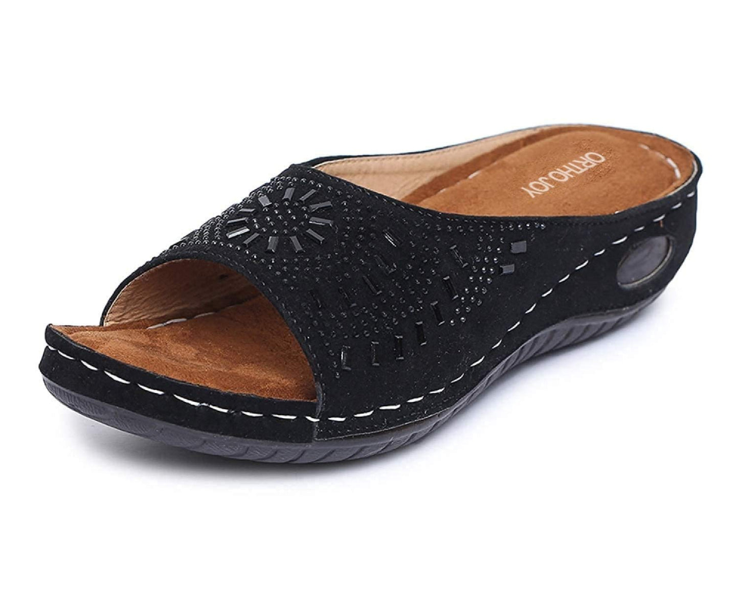 Ortho Joy WomenS Extra-Soft Comfortable Fancy Slippers - Black