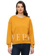 Pepe Jeans WomenS Cotton Blend Crew Neck Sweatshirt (Pl581416_Ochre Yellow