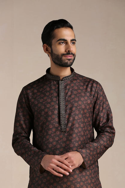 Manyavar Kurta Set For Men, Full Sleeves Mandarin Collar Ethnic MenS Kurta Set For Engagement, Wedding, Party Blended Viscose P