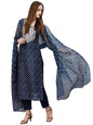 Suppar Sleave Latest Lehriya Bandhni Printed Viscose Rayon Cotton Embroidery Straight Kurta Set With Pants And Dupatta